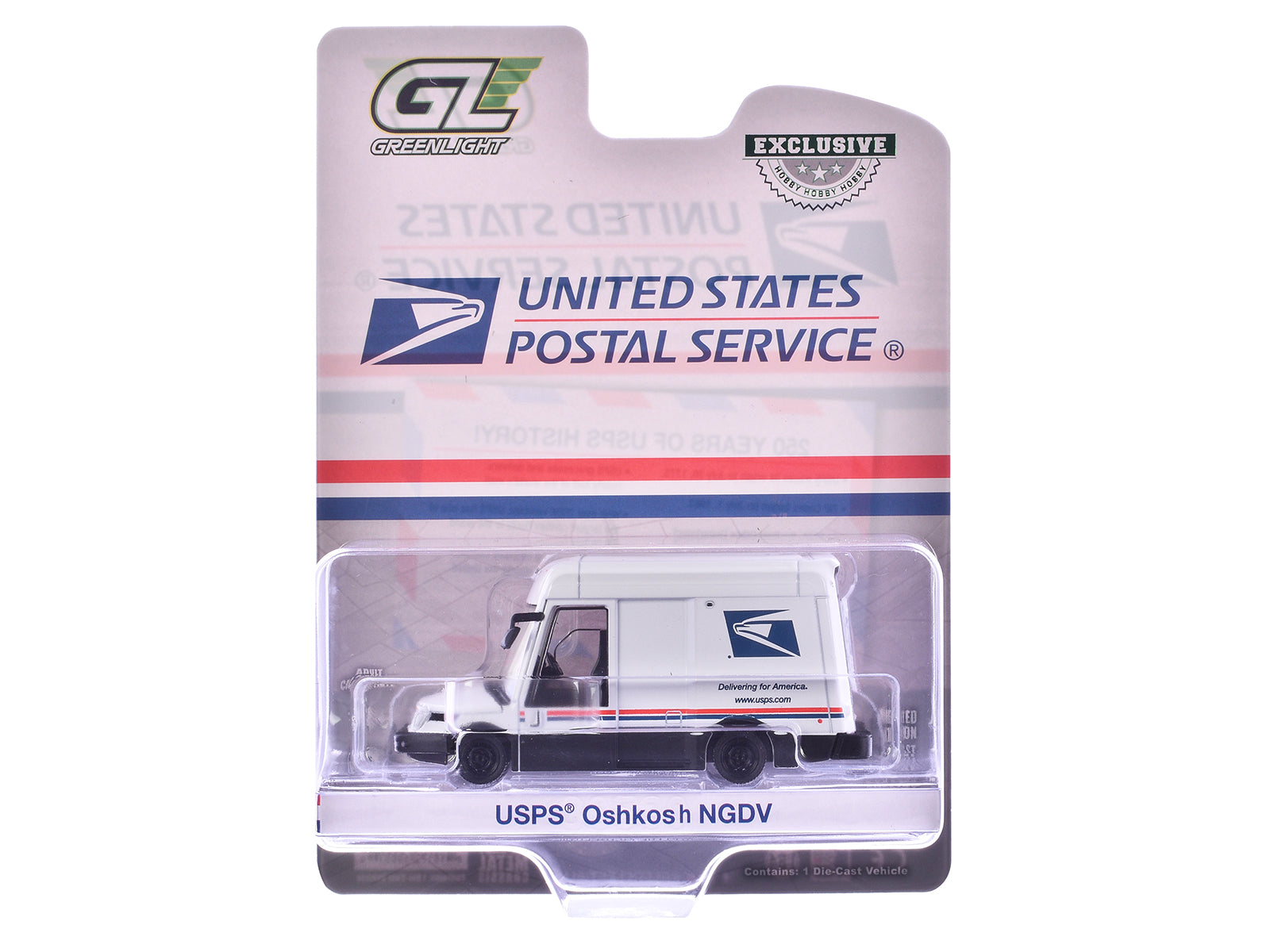 Oshkosh Next Generation Delivery Vehicle (NGDV) "United States Postal Service" White with Red and Blue Stripes "Hobby Exclusive" Series 1/64 Diecast Model Car by Greenlight