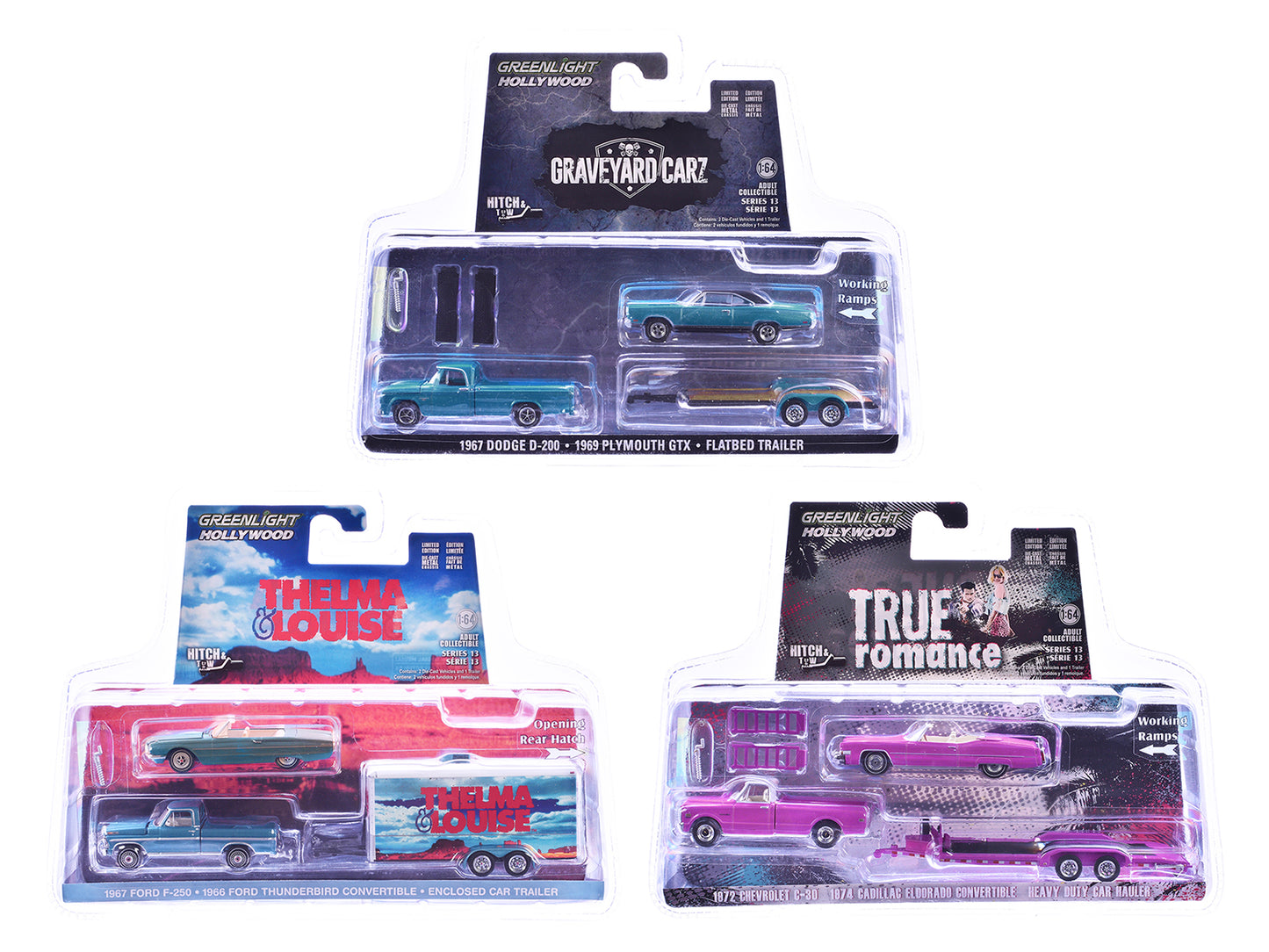 "Hollywood Hitch & Tow" Series 13 Set of 3 pieces 1/64 Diecast Model Cars by Greenlight