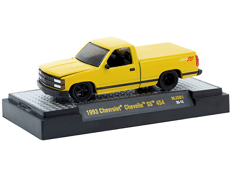 1993 Chevrolet SS 454 Pickup Truck Yellow Limited Edition to 7920 pieces Worldwide 1/64 Diecast Model Car by M2 Machines