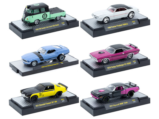 "Auto-Thentics" 6 piece Set Release 101 IN DISPLAY CASES Limited Edition 1/64 Diecast Model Cars by M2 Machines