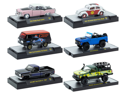 "Auto-Thentics" 6 piece Set Release 98 IN DISPLAY CASES Limited Edition 1/64 Diecast Model Cars by M2 Machines