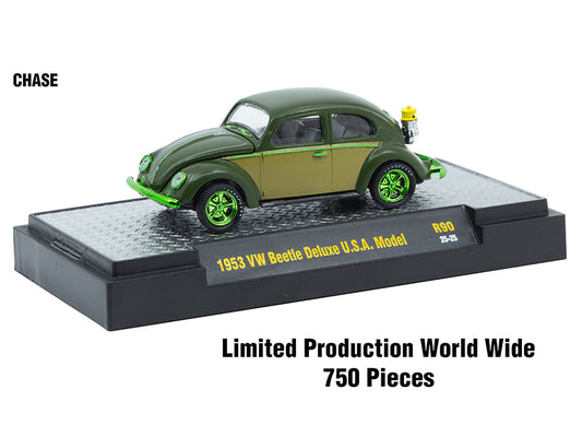 "Auto Meets" Set of 6 Cars IN DISPLAY CASES Release 90 Limited Edition 1/64 Diecast Model Cars by M2 Machines