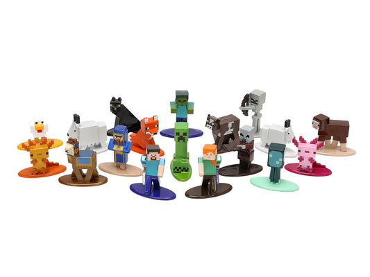 "Minecraft: Caves & Cliffs" Set of 18 Diecast Figures "Nano Metalfigs" Series Diecast Models by Jada