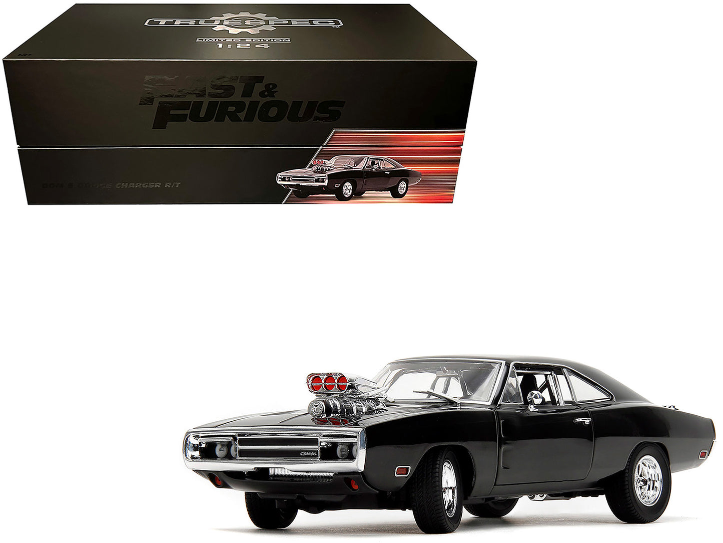 Dom's Dodge Charger R/T Black "Fast & Furious" (2009) Movie "TrueSpec" Series 1/24 Diecast Model Car by Jada