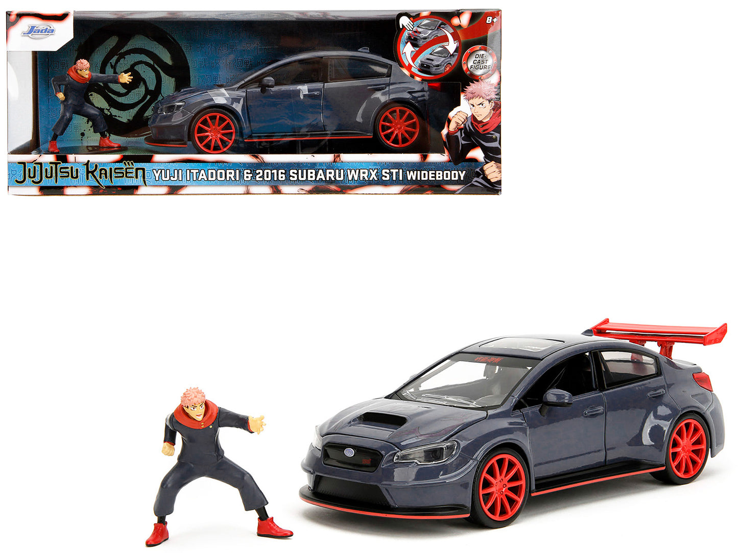 2016 Subaru WRX STI Widebody Dark Blue and Yuji Itadori Diecast Figure "Jujutsu Kaisen" (2020‚Äì2023) TV Series "Anime Hollywood Rides" Series 1/24 Diecast Model Car by Jada