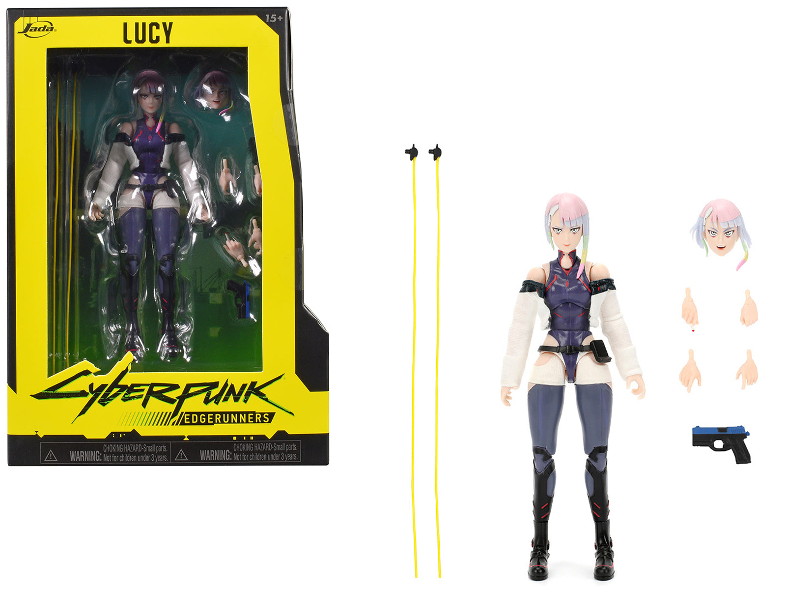 Lucy 6" Moveable Figure with Accessories and Alternate Head and Hands "Cyberpunk: Edgerunners" (2022) TV Series Model by Jada