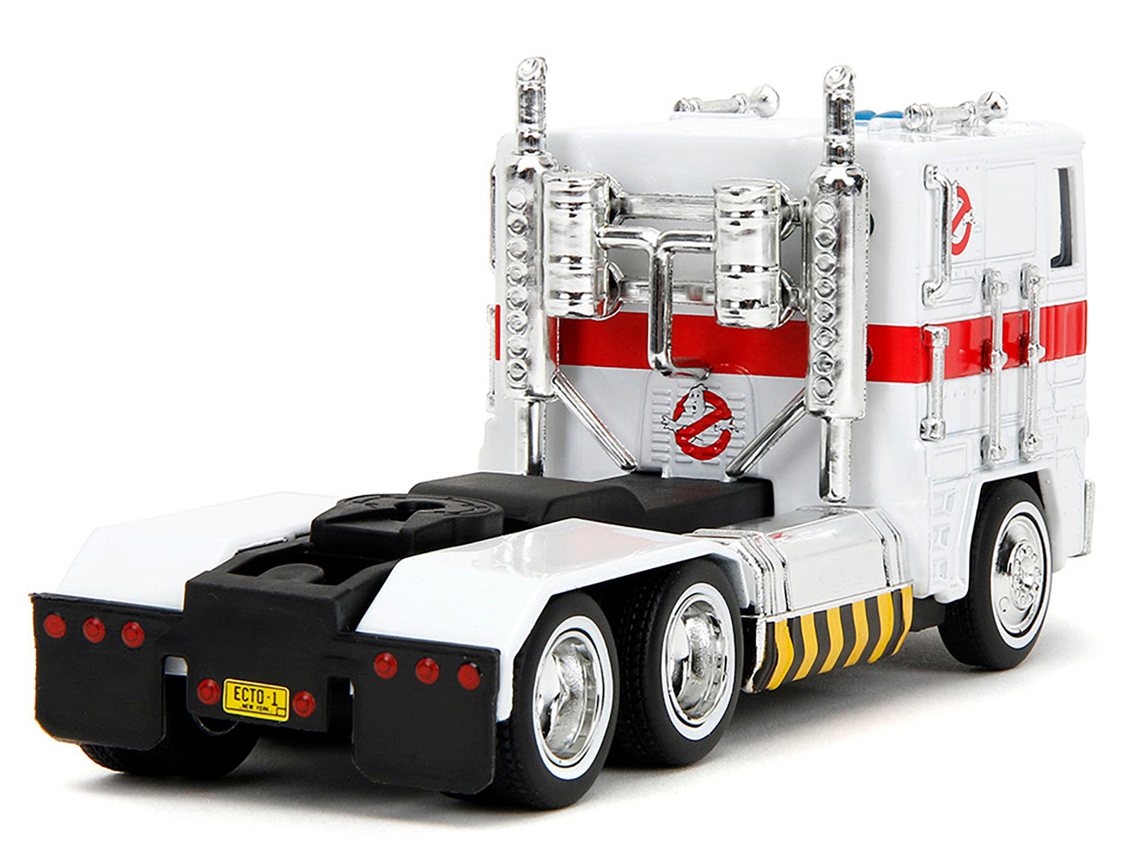 G1 Autobot Optimus Prime Truck White with Robot on Chassis from "Transformers" TV Series - "Ghostbusters" (1984) Movie Crossover "Hollywood Rides" Series Diecast Model by Jada