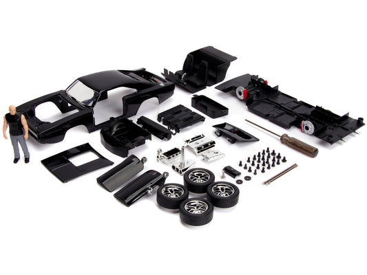 Model Kit Dodge Charger R/T Black and Dom Diecast Figure "Fast & Furious" Movie "Build N' Collect" Series 1/24 Diecast Model Car by Jada