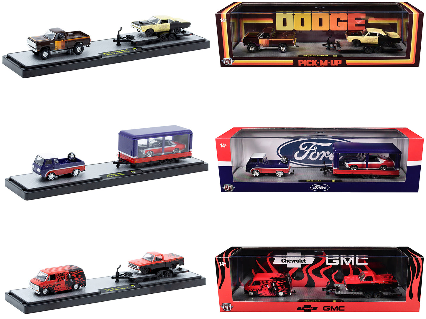Auto Haulers Set of 3 Trucks Release 84 Limited Edition to 9600 pieces Worldwide 1/64 Diecast Models by M2 Machines
