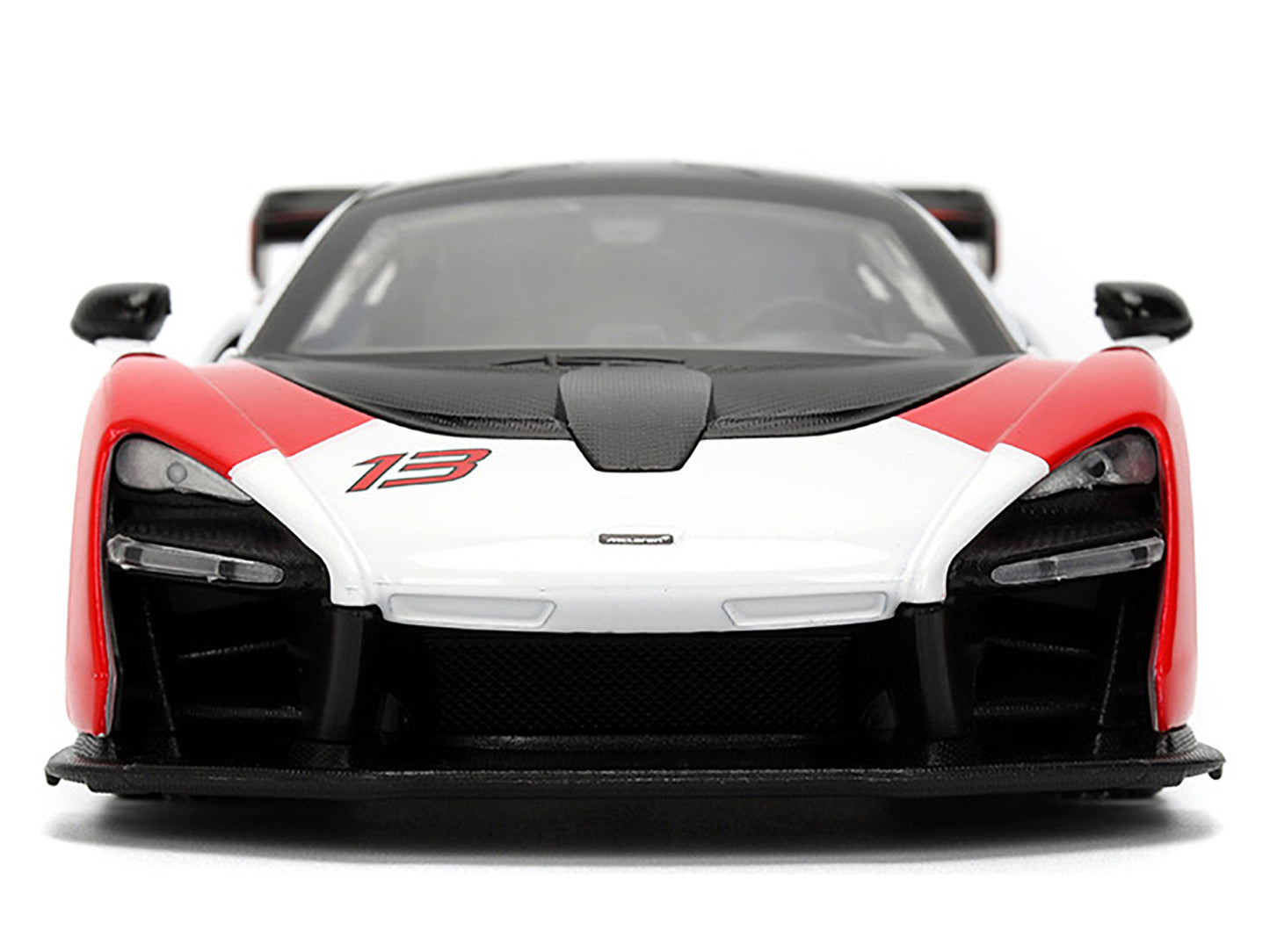 McLaren Senna Red and White with Carbon Hood and Top "HyperSpec" Series 1/24 Diecast Model Car by Jada