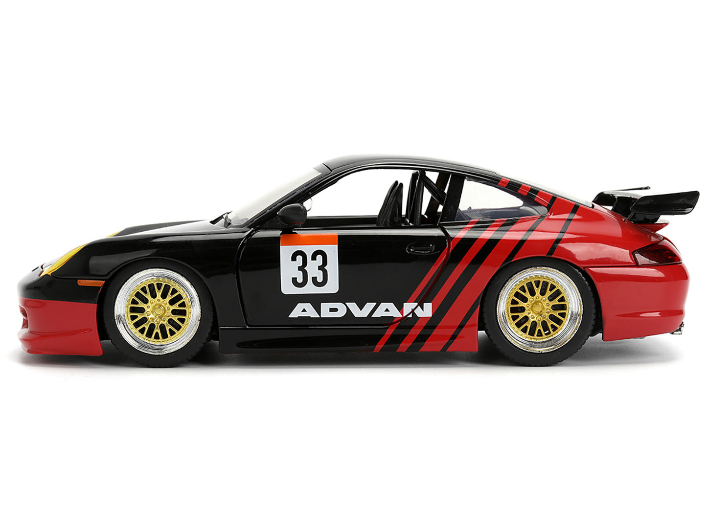 Porsche 911 GT3 RS (996) #33 "ADVAN" Black and Red "Hyper-Spec" Series 1/24 Diecast Model Car by Jada