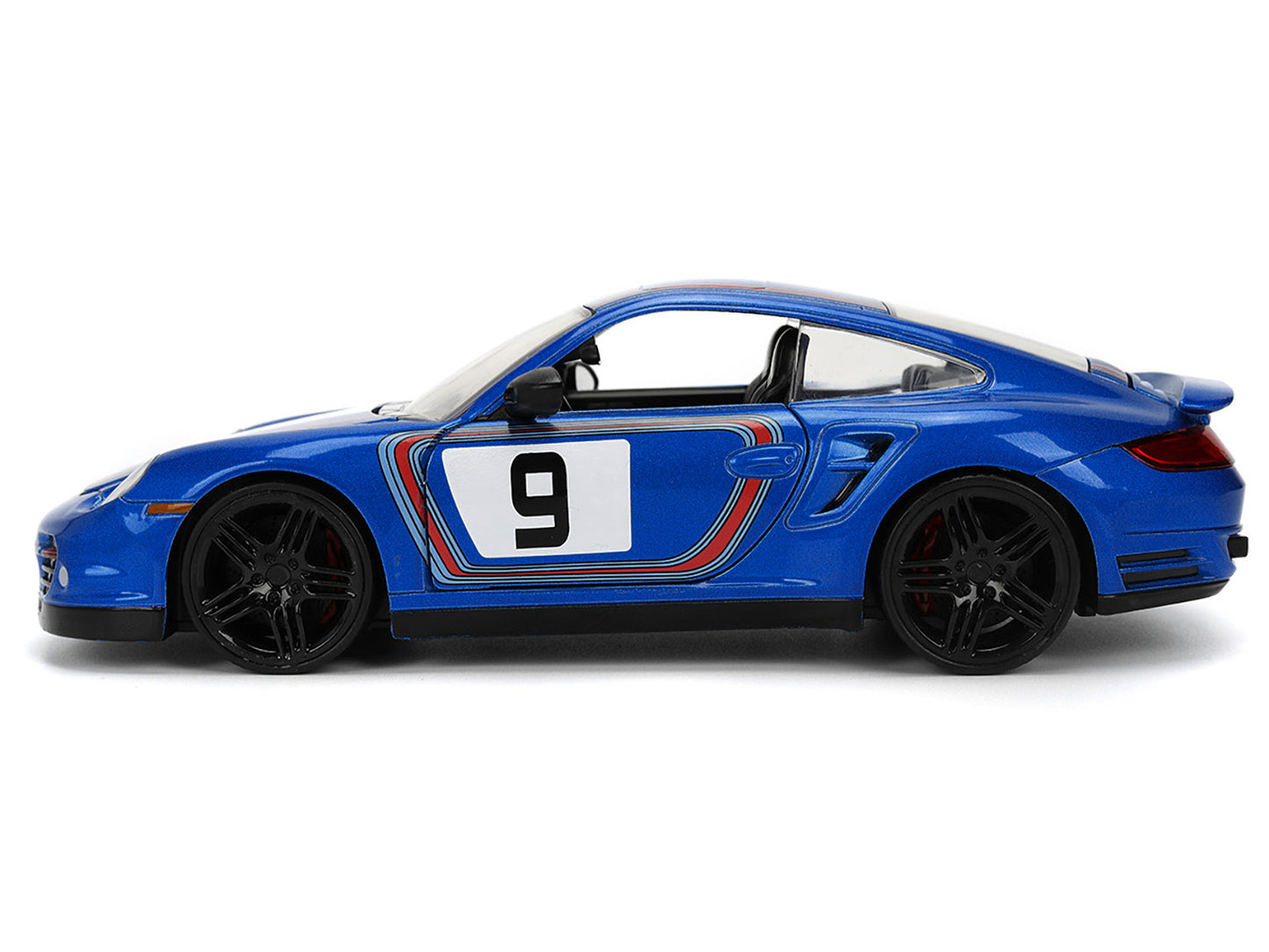 Porsche 911 Turbo (997) #9 Blue Metallic with Stripes "Hyper-Spec" Series 1/24 Diecast Model Car by Jada