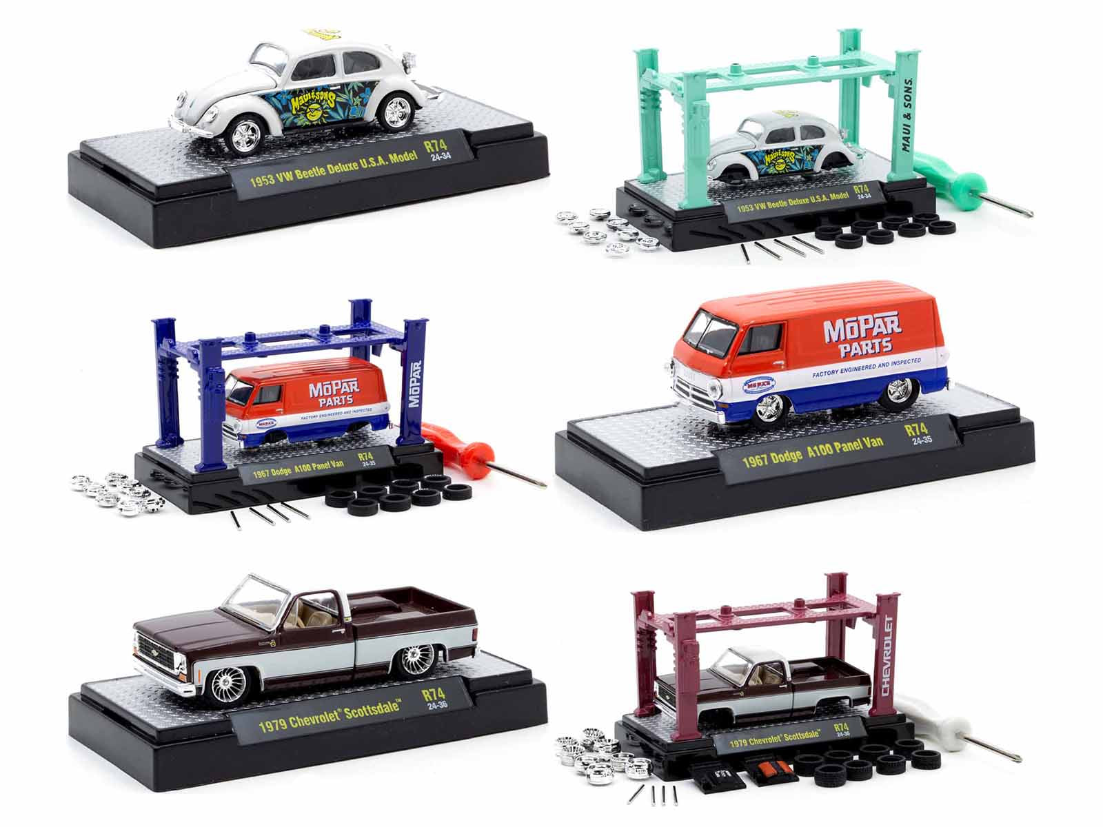 Model Kit 3 piece Car Set Release 74 Limited Edition to 9600 pieces Worldwide 1/64 Diecast Model Cars by M2 Machines