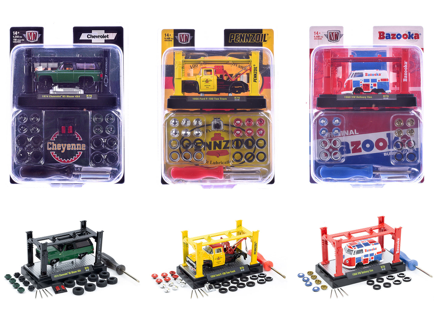 Model Kit 3 piece Car Set Release 79 Limited Edition to 9600 pieces Worldwide 1/64 Diecast Model Cars by M2 Machines