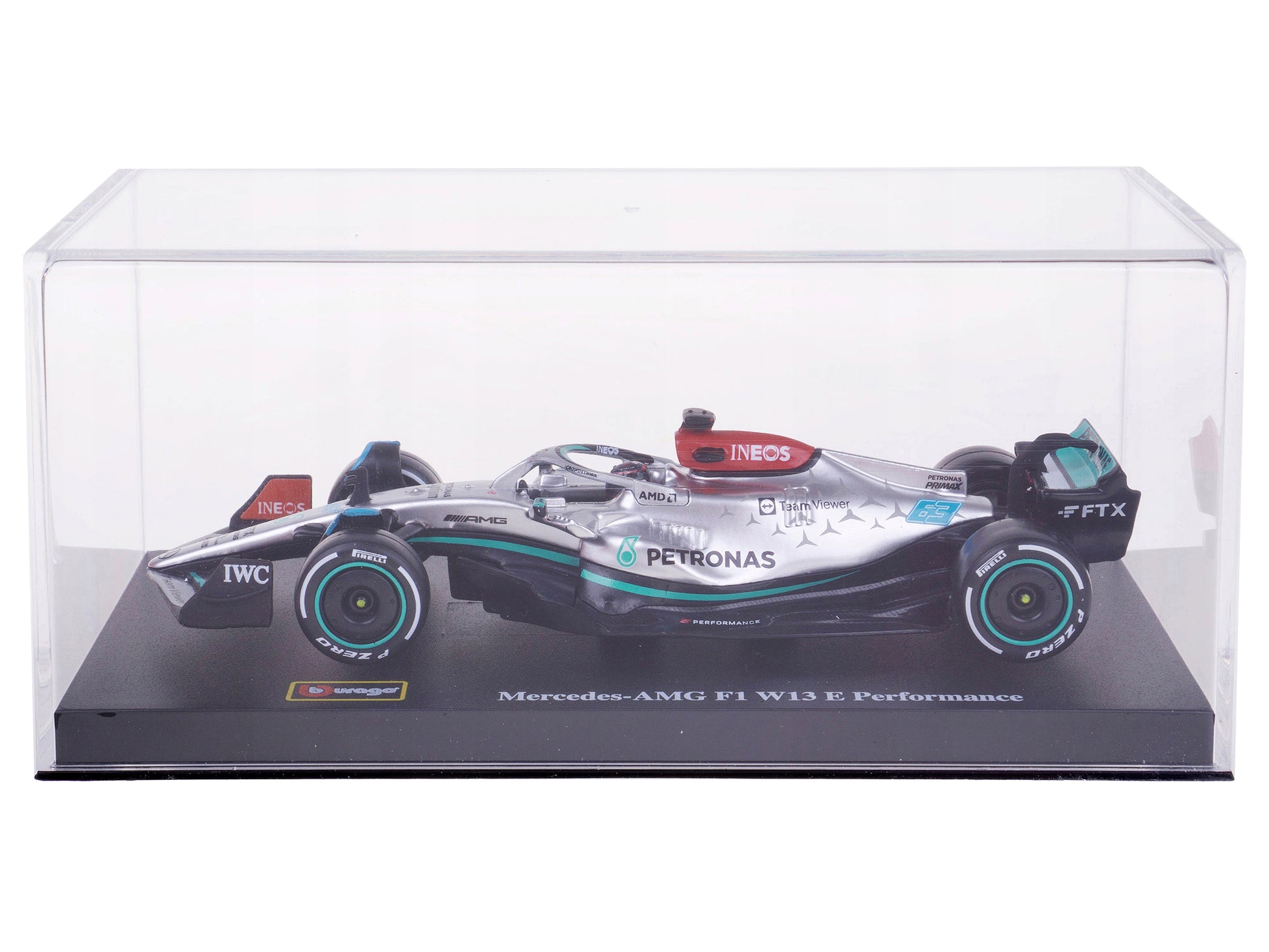 Mercedes-AMG F1 W13 E Performance #63 George Russell "F1 Formula One World Championship" (2022) with Display Case 1/43 Diecast Model Car by Bburago