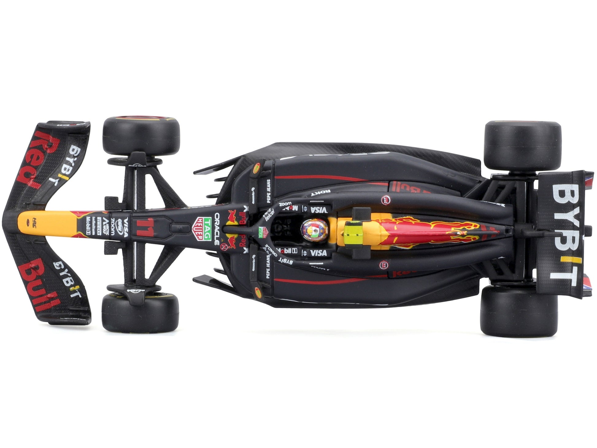 Red Bull Racing RB20 #11 Sergio Perez "Oracle" Formula One F1 World Championship (2024) with Driver Figure and Display Case "Race" Series 1/43 Diecast Model Car by Bburago