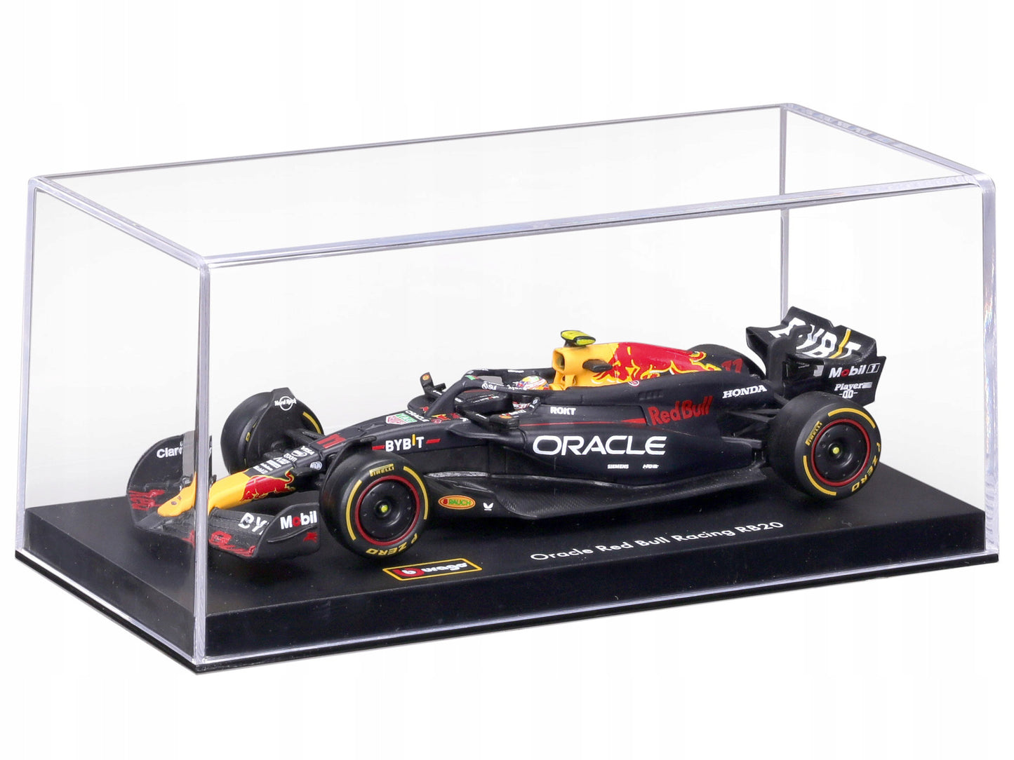 Red Bull Racing RB20 #11 Sergio Perez "Oracle" Formula One F1 World Championship (2024) with Driver Figure and Display Case "Race" Series 1/43 Diecast Model Car by Bburago