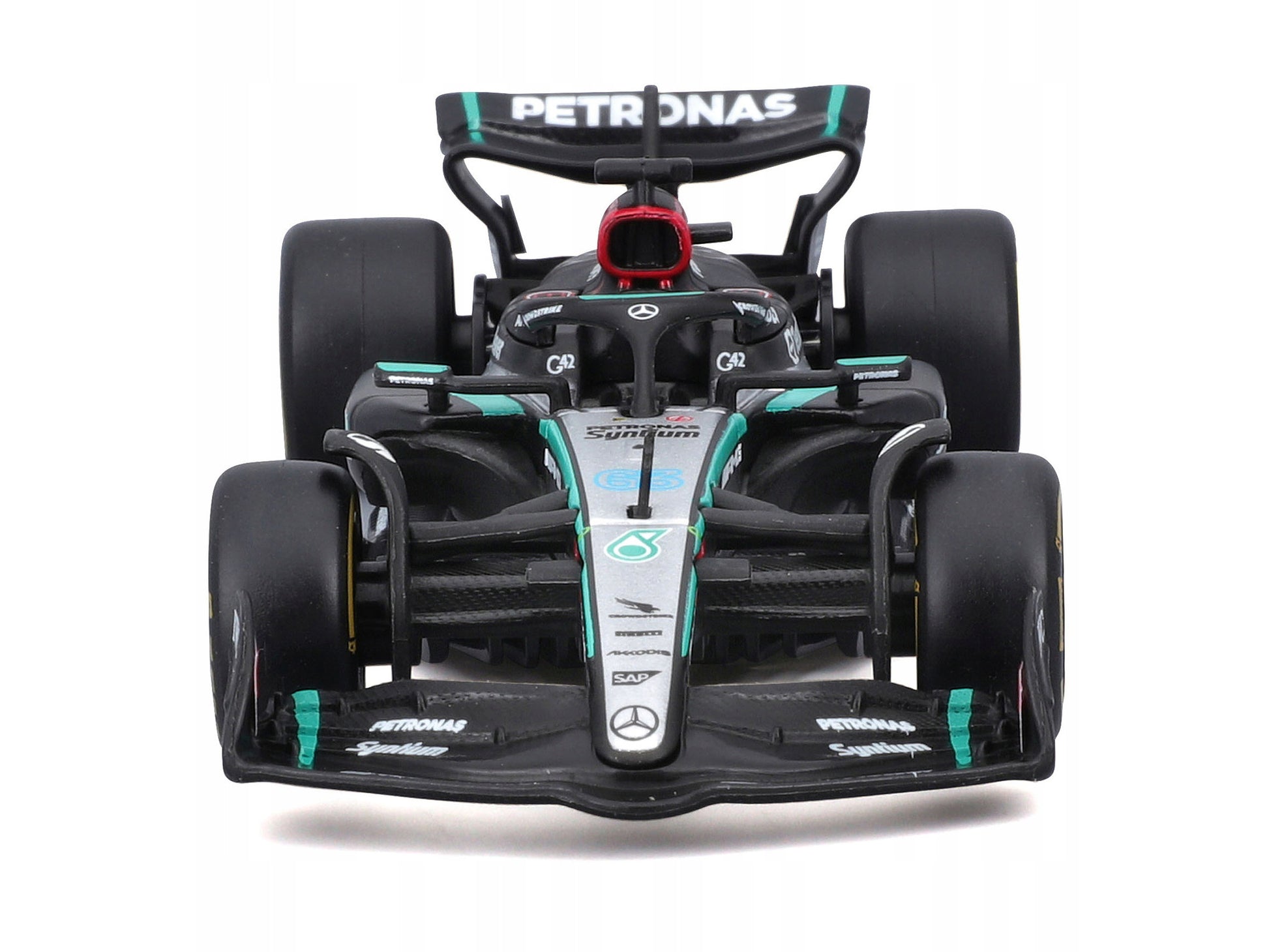 Mercedes-AMG F1 W15 E Performance #63 George Russell "Petronas" Formula One F1 World Championship (2024) "Race" Series 1/43 Diecast Model Car by Bburago
