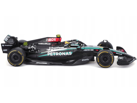 Mercedes-AMG F1 W15 E Performance #44 Lewis Hamilton "Petronas" Formula One F1 World Championship (2024) with Driver Figure and Display Case "Race" Series 1/43 Diecast Model Car by Bburago