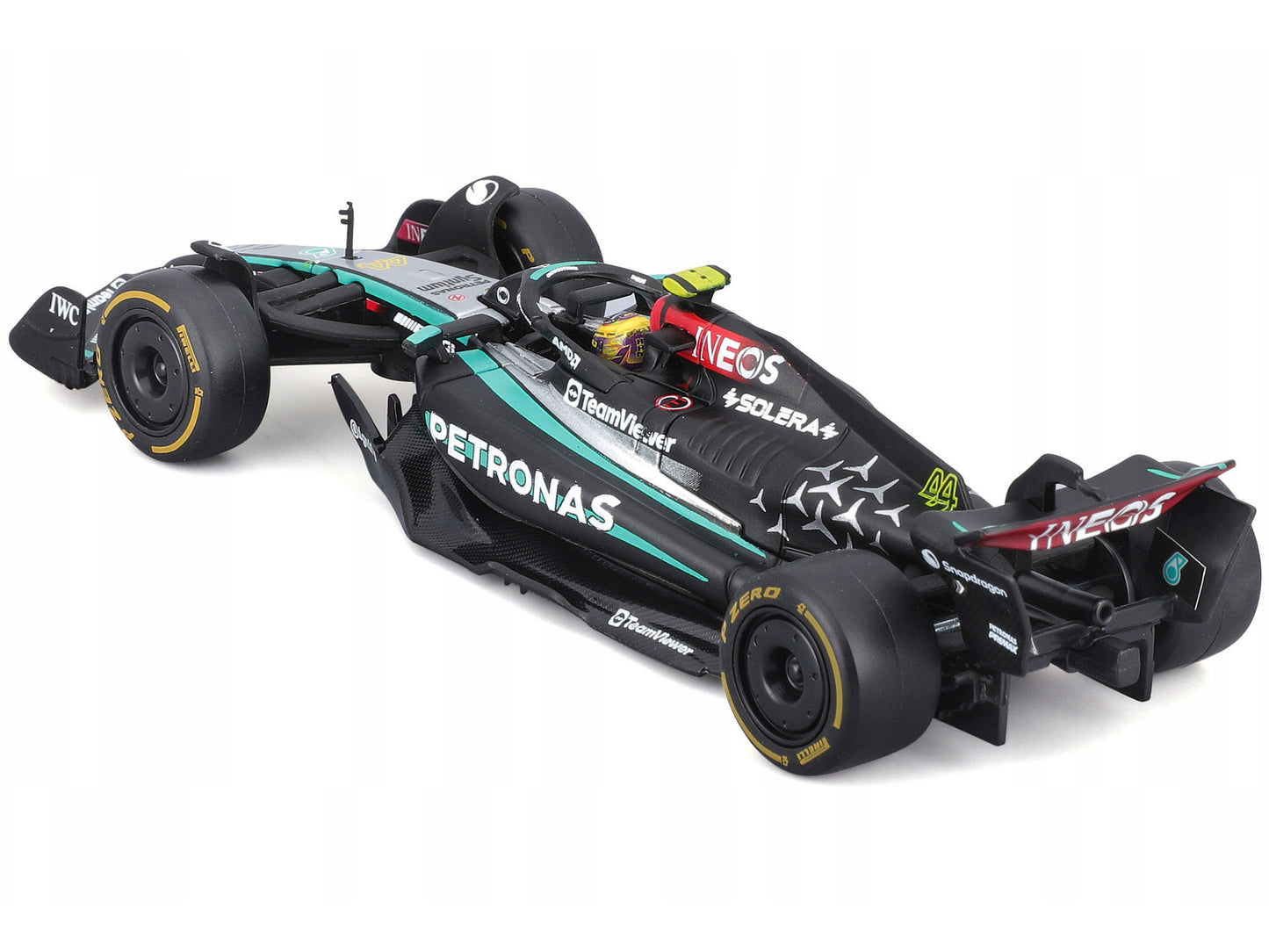 Mercedes-AMG F1 W15 E Performance #44 Lewis Hamilton "Petronas" Formula One F1 World Championship (2024) with Driver Figure and Display Case "Race" Series 1/43 Diecast Model Car by Bburago