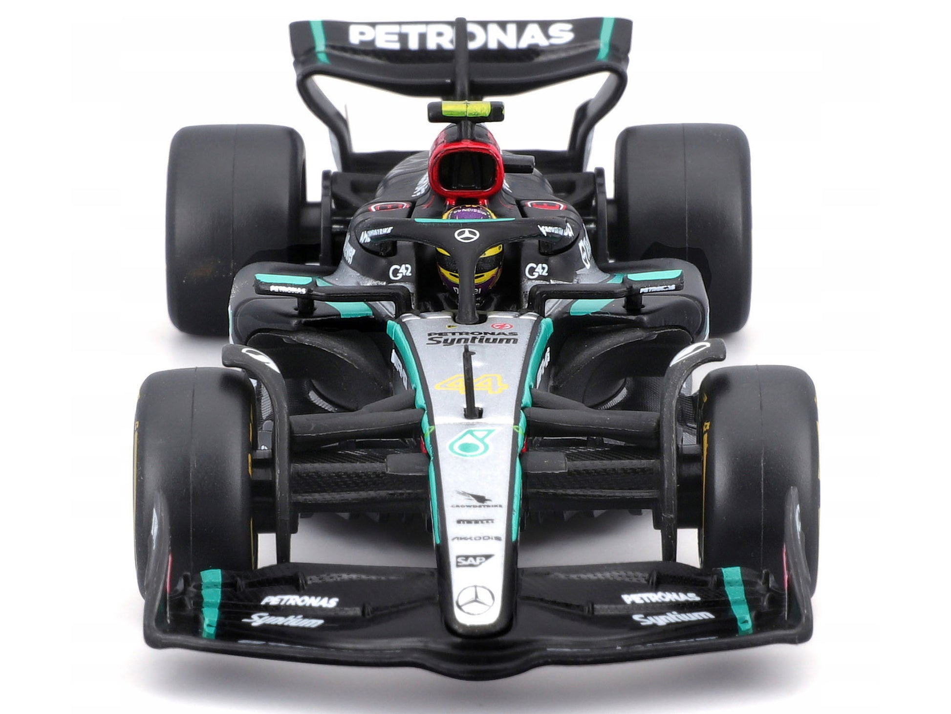 Mercedes-AMG F1 W15 E Performance #44 Lewis Hamilton "Petronas" Formula One F1 World Championship (2024) with Driver Figure and Display Case "Race" Series 1/43 Diecast Model Car by Bburago