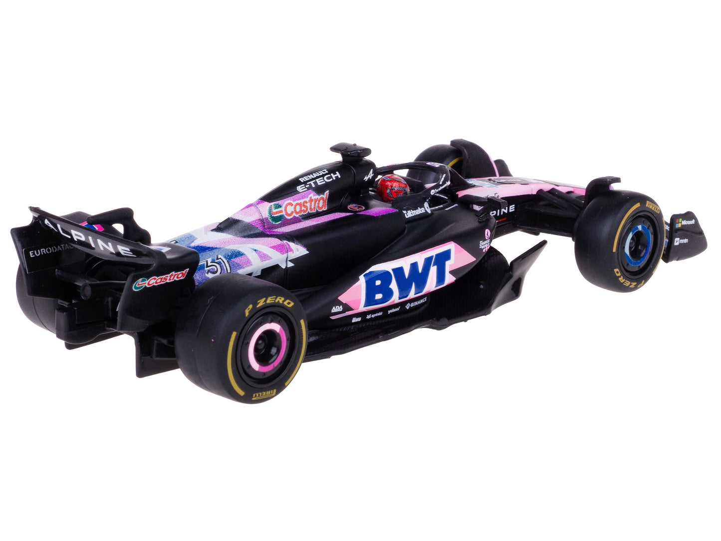 Alpine A524 #31 Esteban Ocon "BWT" "Formula One F1 World Championship" (2024) with Driver Figure and Display Case "Race" Series 1/43 Diecast Model Car by Bburago