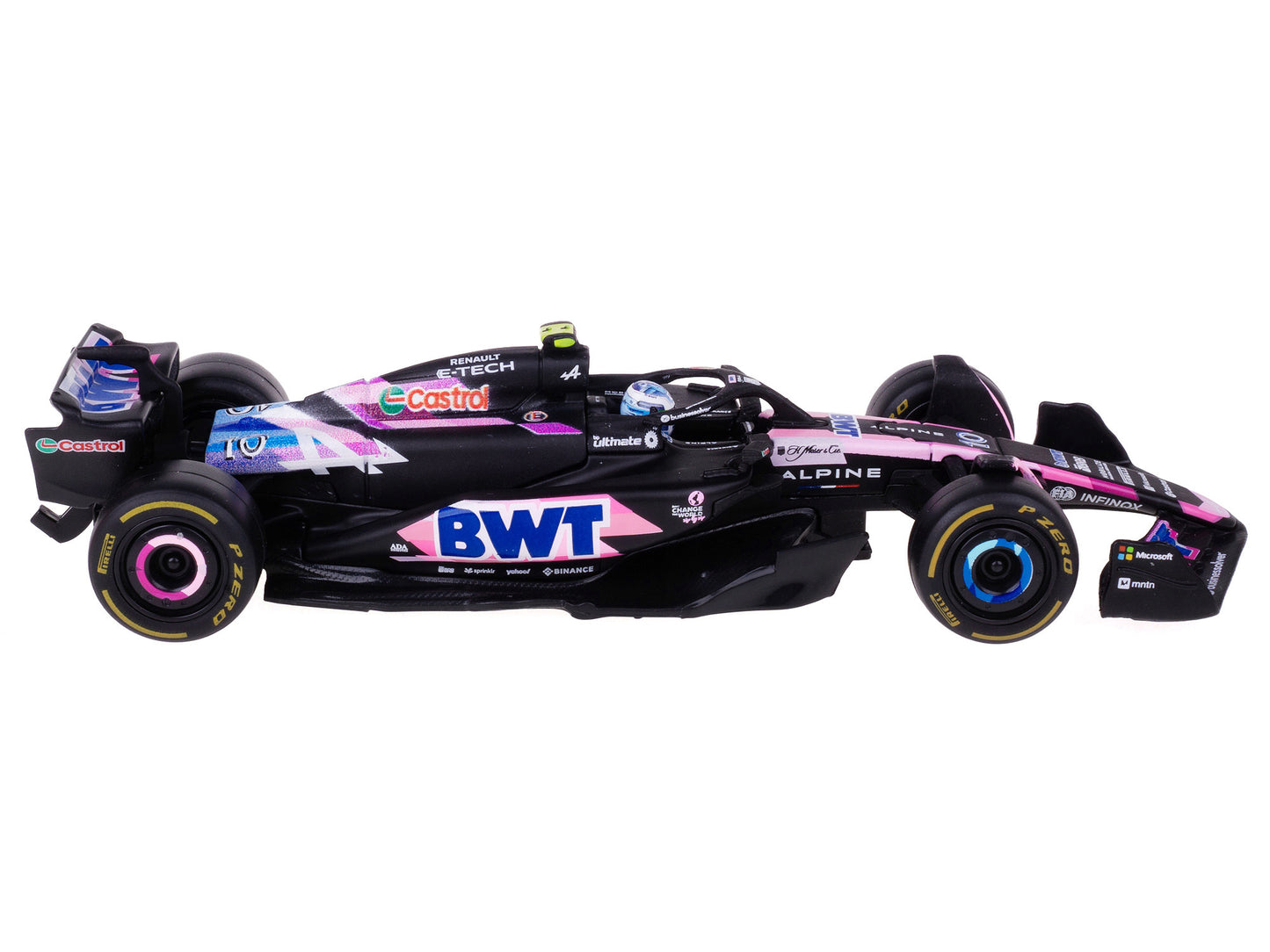 Alpine A524 #10 Pierre Gasly "BWT" "Formula One F1 World Championship" (2024) with Driver Figure and Display Case "Race" Series 1/43 Diecast Model Car by Bburago