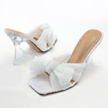 Plus Size High Shaped Heel Satin Sandals