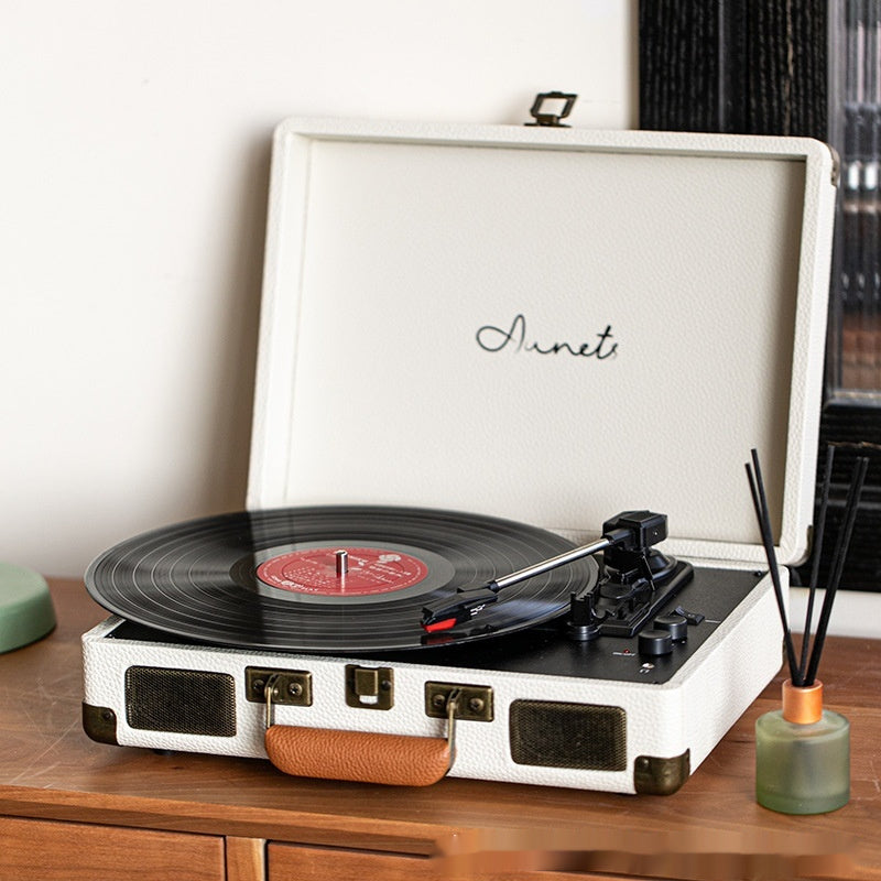 Gramophone Record Retro Phonograph Bluetooth Audio Portable Suitcase Leather Case