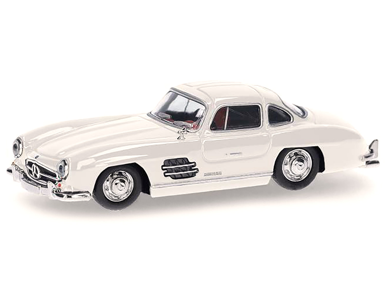 Mercedes-Benz 300 SL Gullwing White with Red Interior 1/87 (HO) Plastic Model Car by Promotex