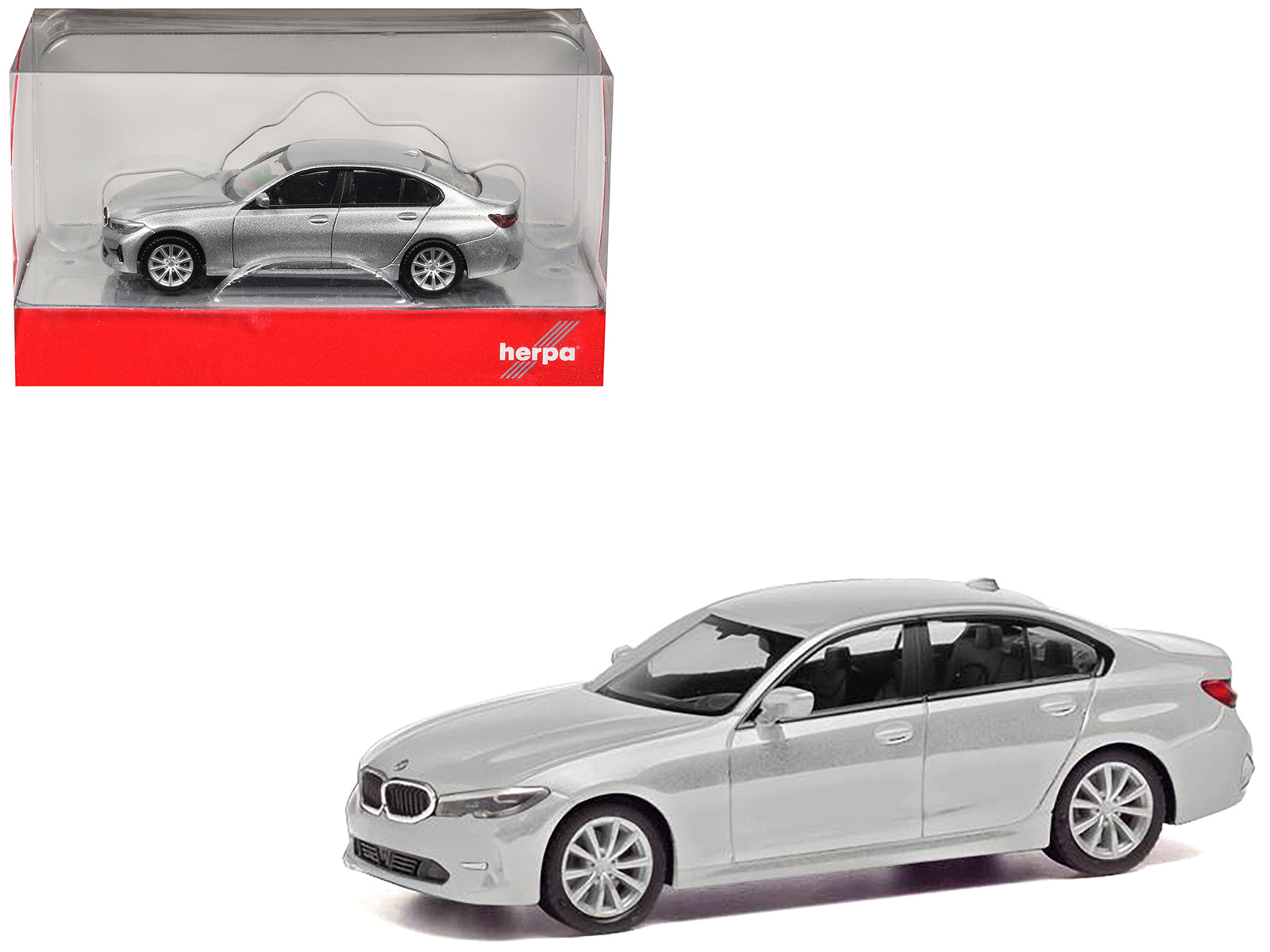 BMW 3 Series Silver Metallic 1/87 (HO) Plastic Model Car by Promotex