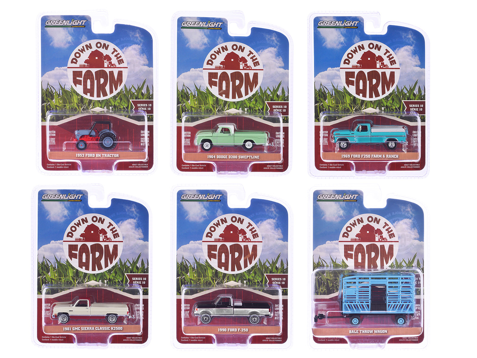 "Down on the Farm" Series 10 Set of 6 pieces 1/64 Diecast Models by Greenlight