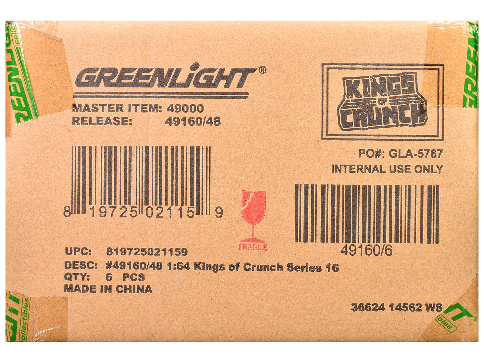 "Kings of Crunch" Series 16 Set of 6 Monster Trucks 1/64 Diecast Model Cars by Greenlight