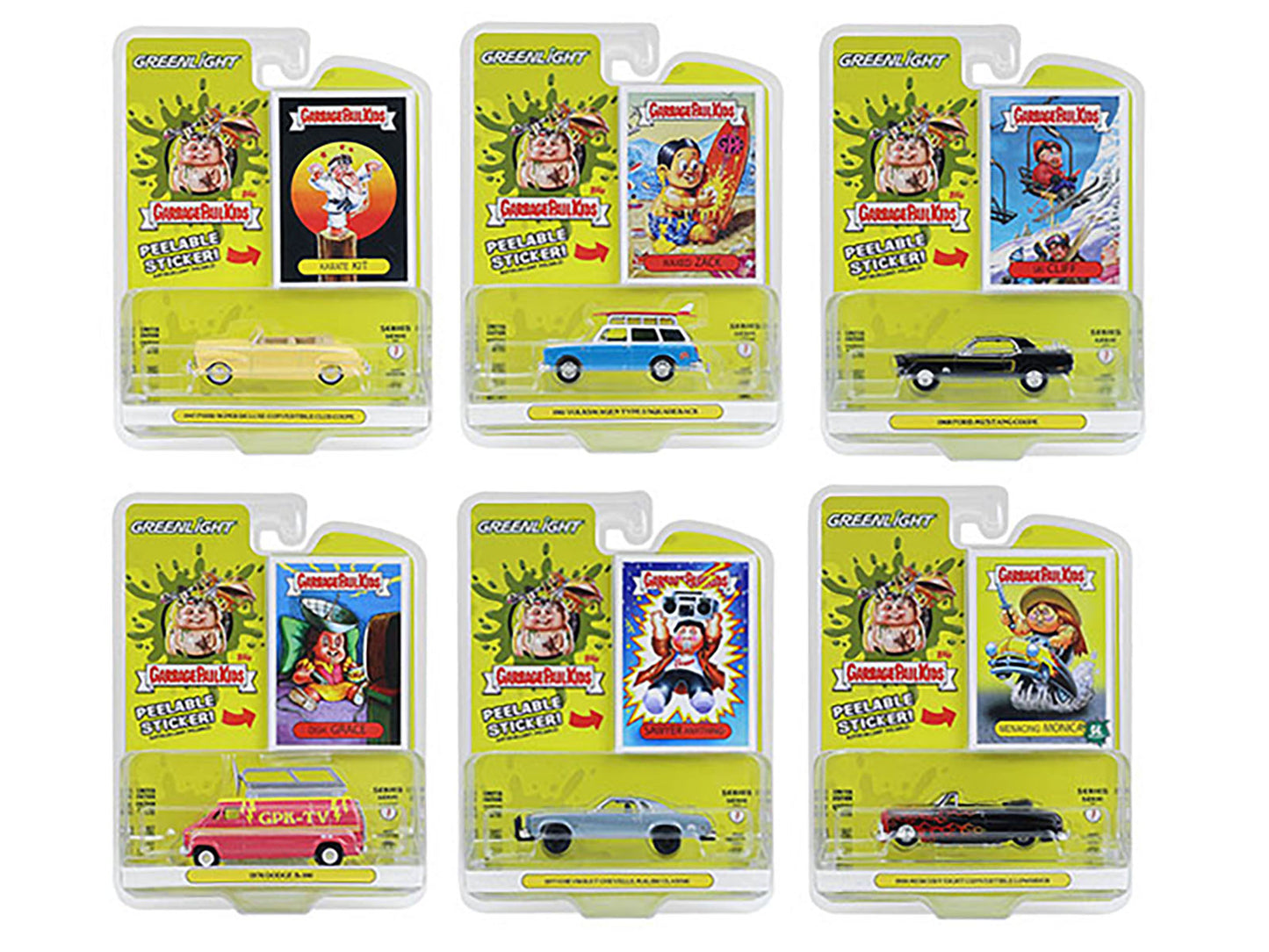 "Garbage Pail Kids" Set of 6 pieces Series 7 1/64 Diecast Models by Greenlight