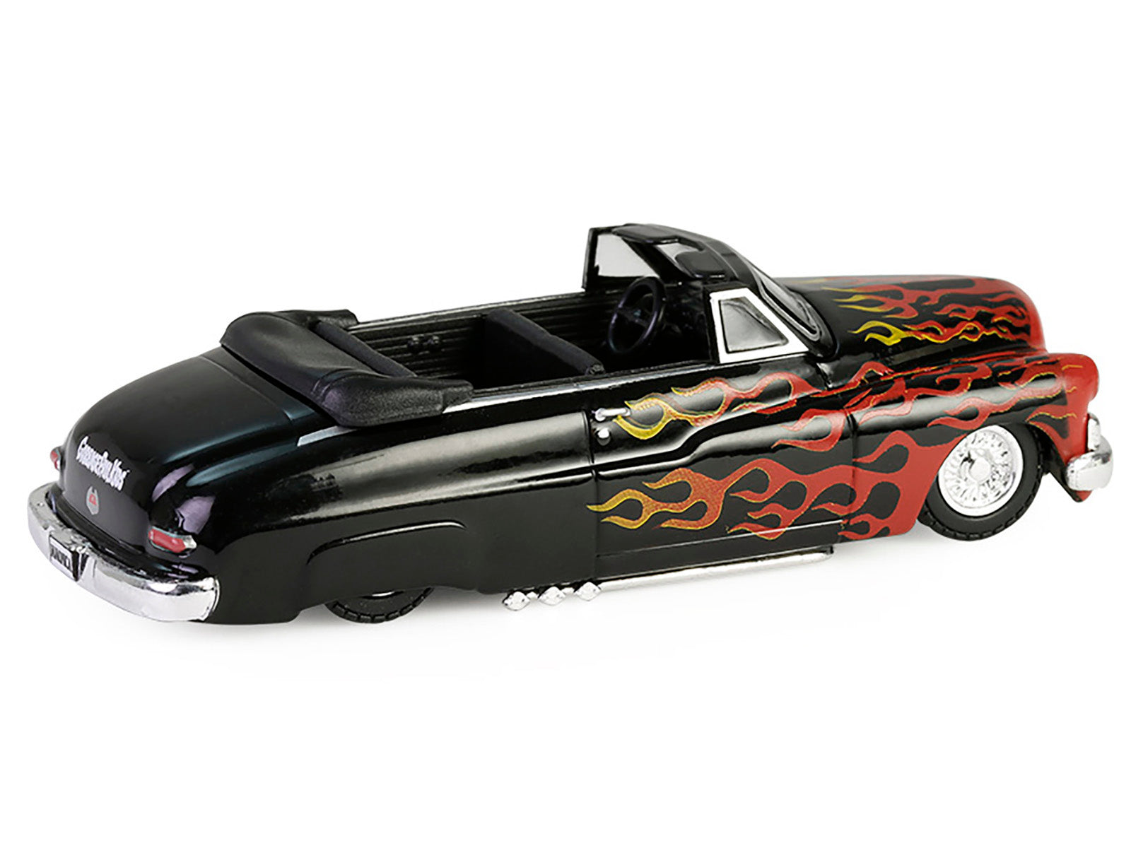 1950 Mercury Eight Convertible Lowrider Black with Flames "Menacing Monica" "Garbage Pail Kids" Series 7 1/64 Diecast Model Car by Greenlight