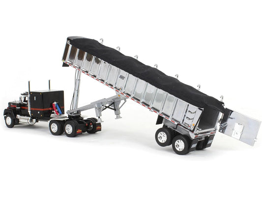 Mack Super-Liner with 60" Flat Top Sleeper and East End Dump Trailer Black 1/64 Diecast Model by DCP/First Gear