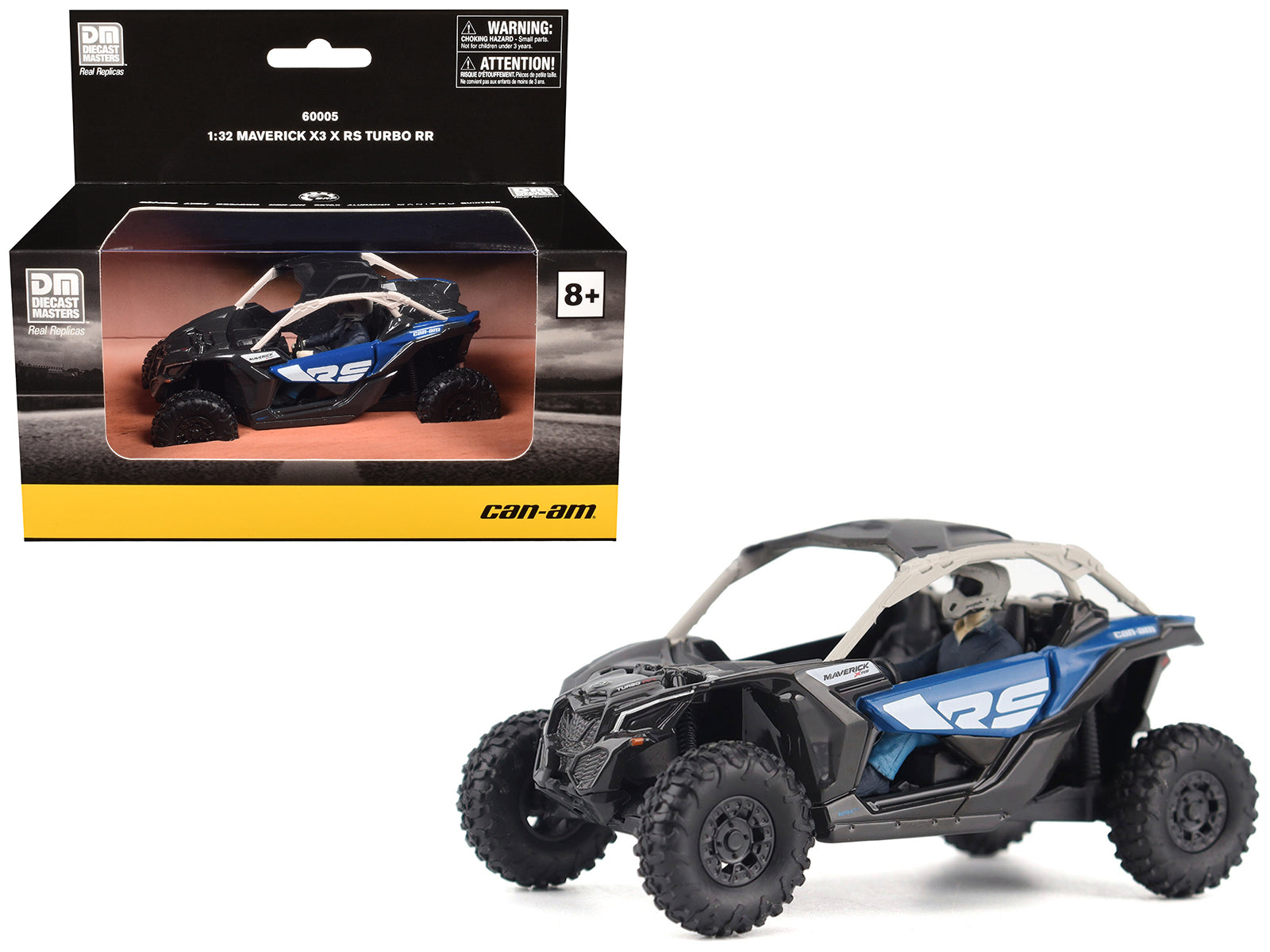 Can-Am Maverick X3 X RS Turbo RR Intense Blue and Chalk Gray with Driver Figure 1/32 Diecast Model by BRP Models