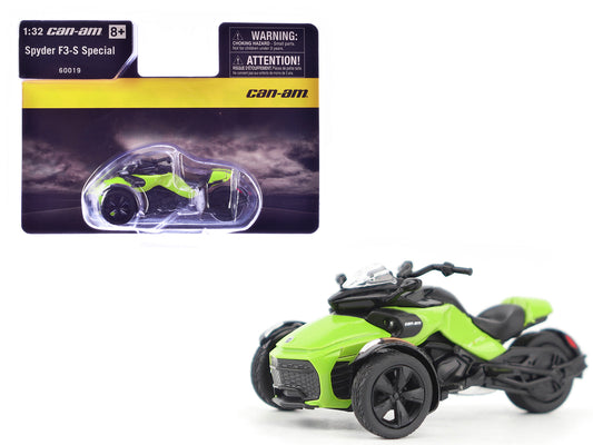 Can-Am Spyder F3-S Special 3-Wheel Motorcycle Manta Green 1/32 Diecast Model by BRP Models