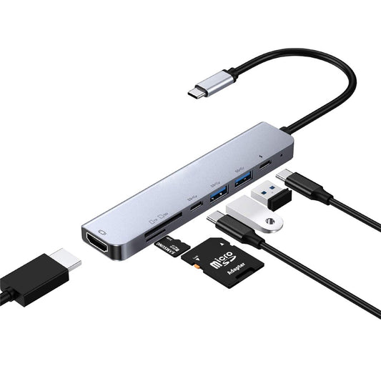 W65331 Type-C to HDMI PD USB Ports Card Reader HUB Adapter 7-in-1 Multi-function HUB Expander
