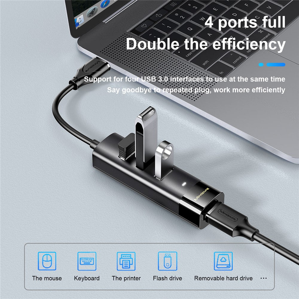 MINDPURE US023 1.5m Type-C to USB 3.0 4-Port Hub High Speed Laptop Docking Station
