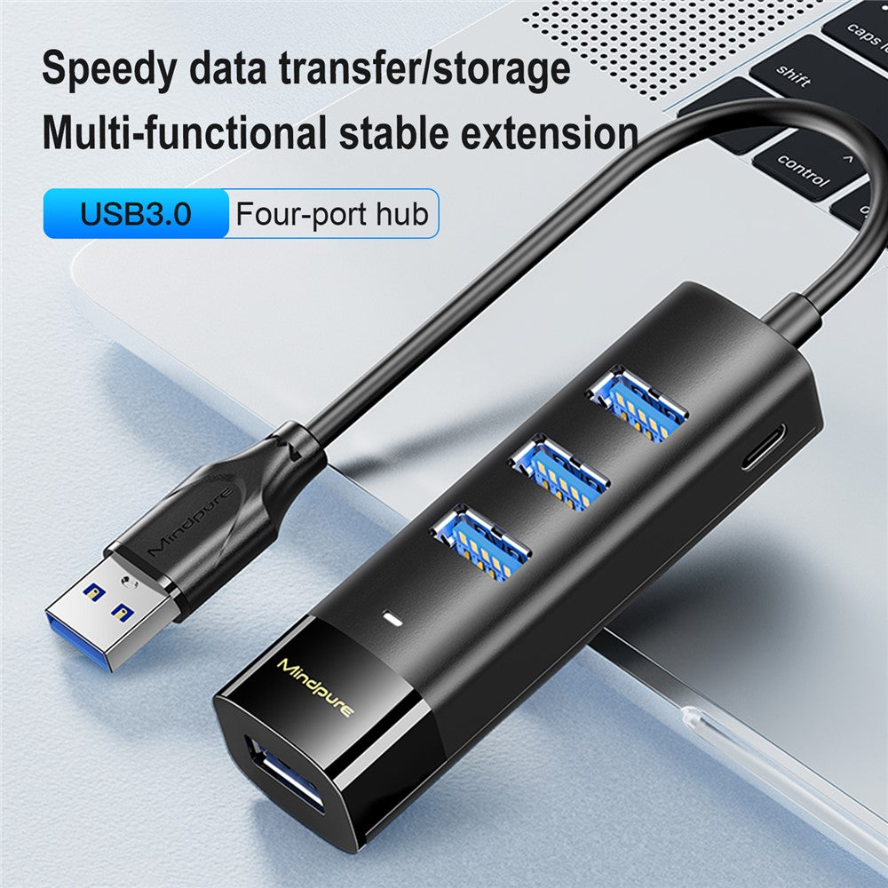 MINDPURE US022 1.5m USB-A to USB 3.0 4-Port Hub High Speed Data Transfer Laptop Docking Station