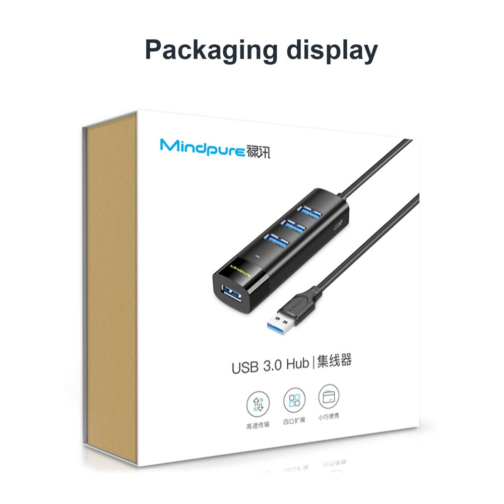 MINDPURE US022 1m USB-A to USB 3.0 4-Port Hub High Speed Data Transfer Laptop Docking Station
