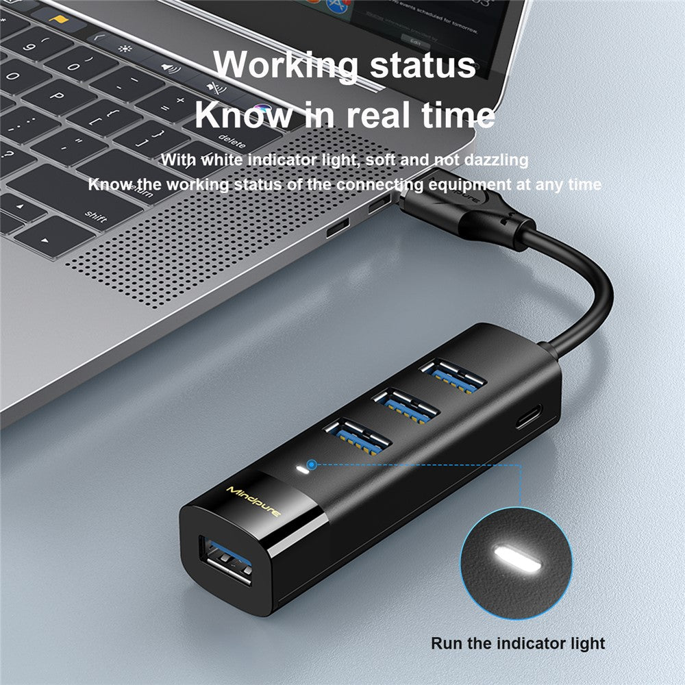 MINDPURE US022 0.3m USB-A to USB 3.0 4-Port Hub High Speed Data Transfer Laptop Docking Station