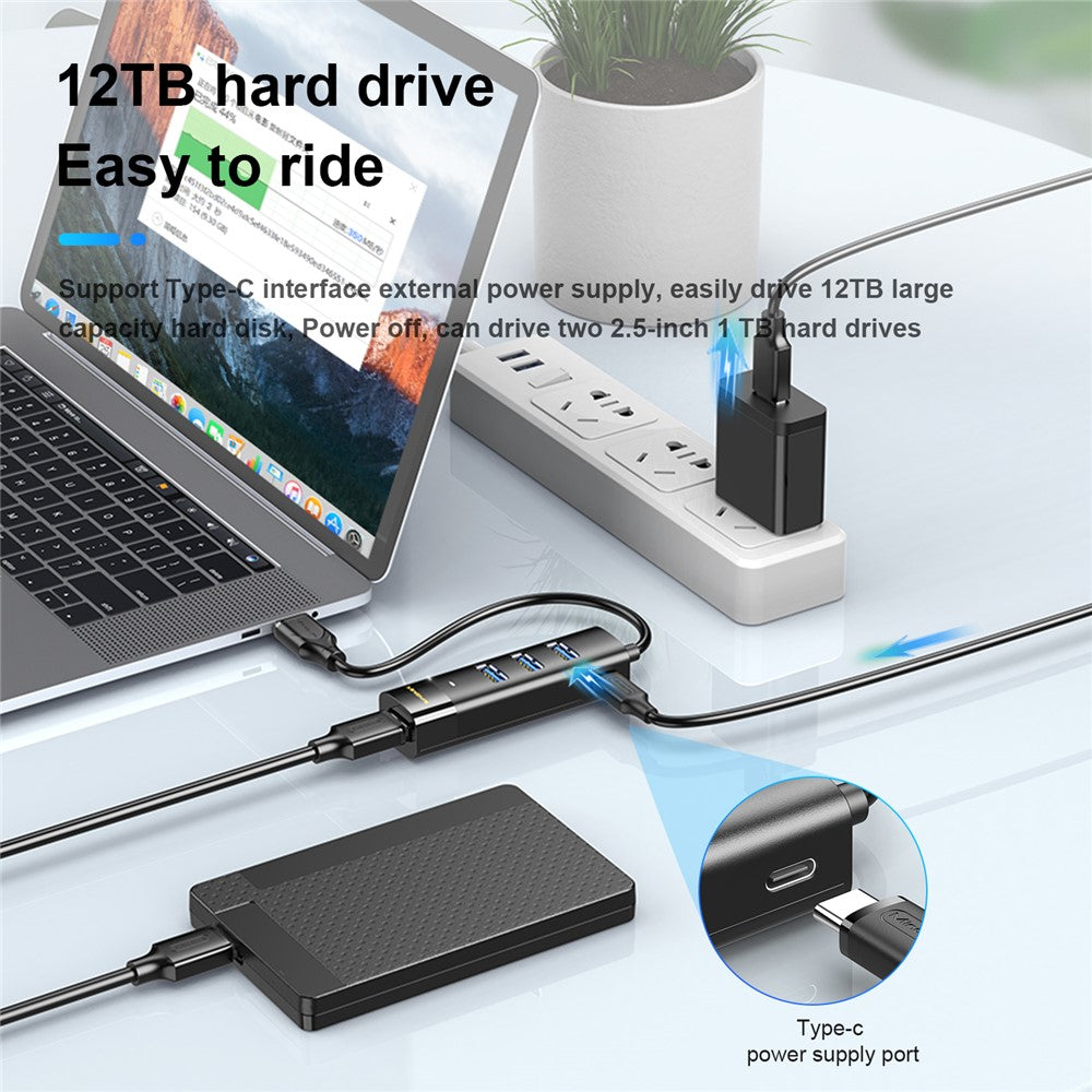 MINDPURE US022 0.3m USB-A to USB 3.0 4-Port Hub High Speed Data Transfer Laptop Docking Station