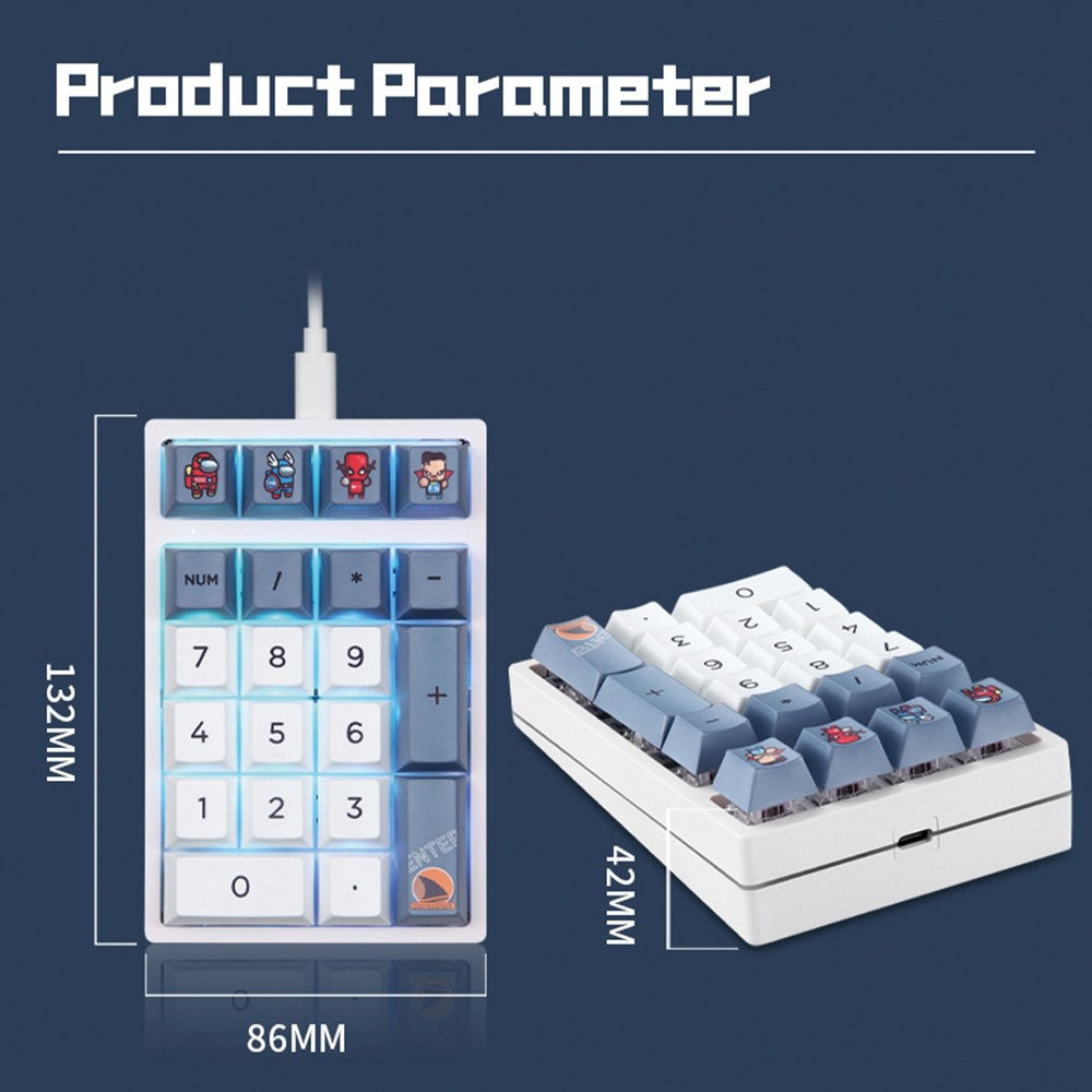 DARMOSHARK K3QMK USB Wired 21 Keys Numeric Keypad Mini Portable RGB Backlight Mechanical Gaming Number Pad  Programmable for Computers