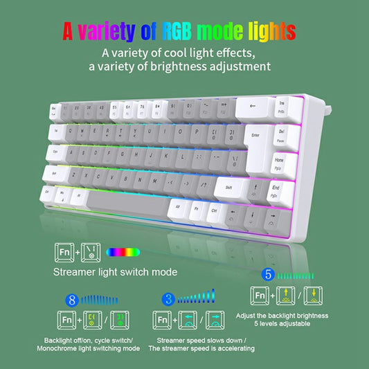 Y-FRUITFUL K701 68 Keys Wired Keyboard with RGB Light Mechanical Gaming Keyboard