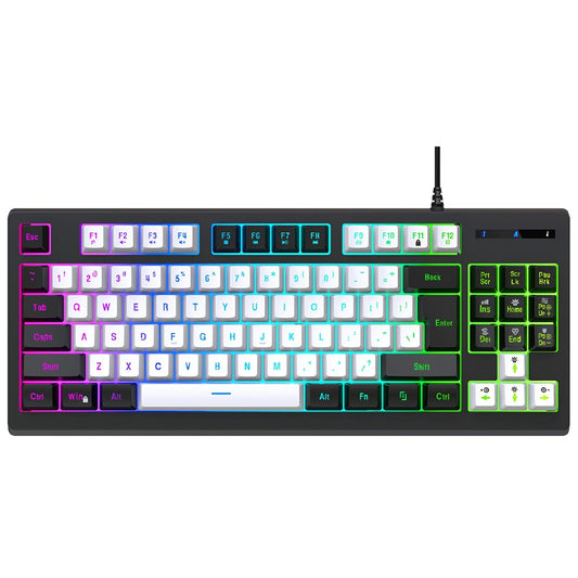 Y-FRUITFUL G69 Gaming Mechanical Feel Keyboard 87 Keys RGB Backlit USB Wired Esports Keyboard