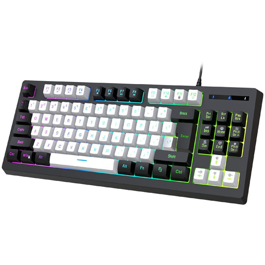 Y-FRUITFUL G69 Gaming Mechanical Feel Keyboard 87 Keys RGB Backlit USB Wired Esports Keyboard