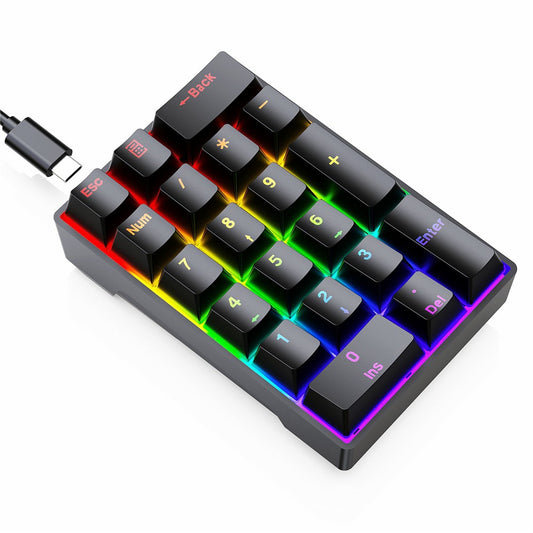 Y-FRUITFUL YF20 Laptop Mechanical Numeric Keypad 20 Keys RGB Backlit Wired External Mini Keyboard