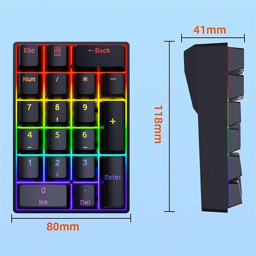 Y-FRUITFUL YF20 Laptop Mechanical Numeric Keypad 20 Keys RGB Backlit Wired External Mini Keyboard